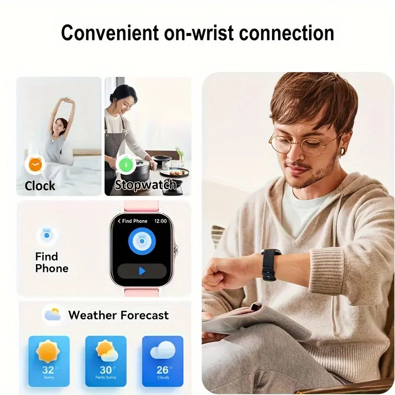 SmartWatch LAXASFIT para Homens e Mulheres, Pulseira com chamadas Bluetooth