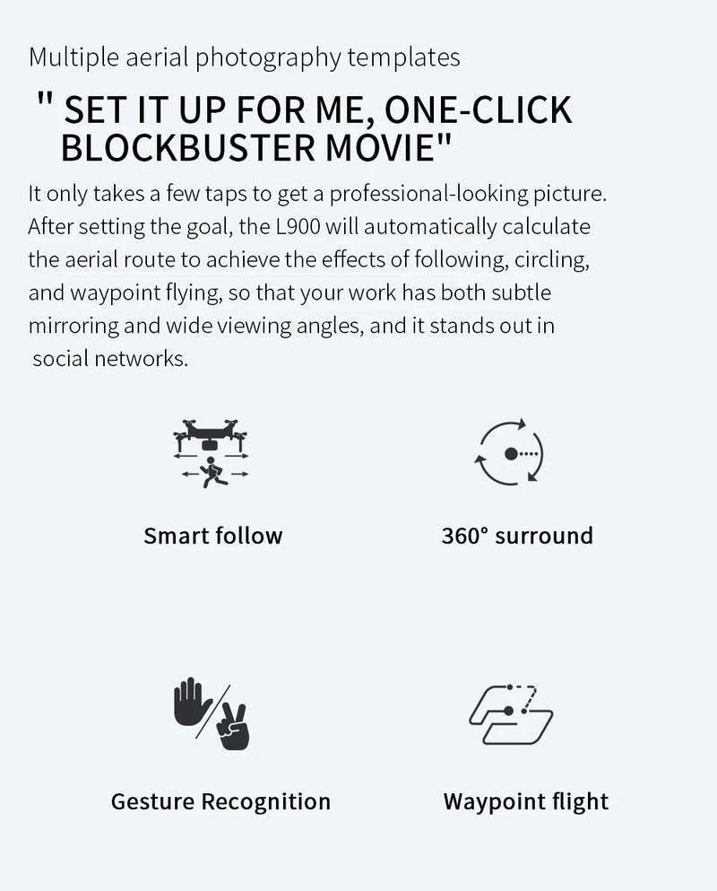 Drone L900 Pro 4K Profissional 5G GPS HD Câmera dupla