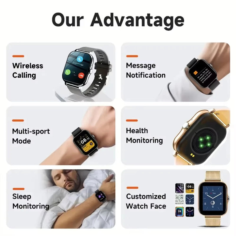 SmartWatch LAXASFIT para Homens e Mulheres, Pulseira com chamadas Bluetooth