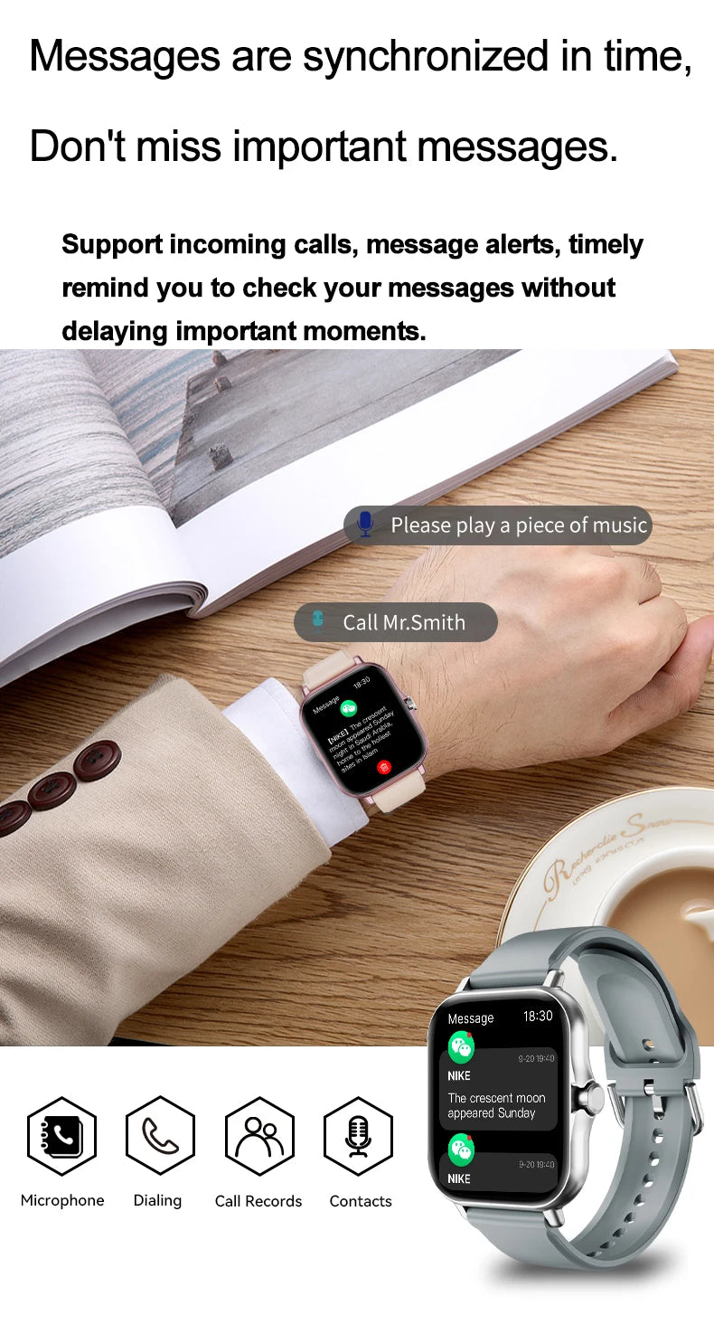 LAXASFIT 2025 Novo Relógio Inteligente Bluetooth Talk Full Touch Screen